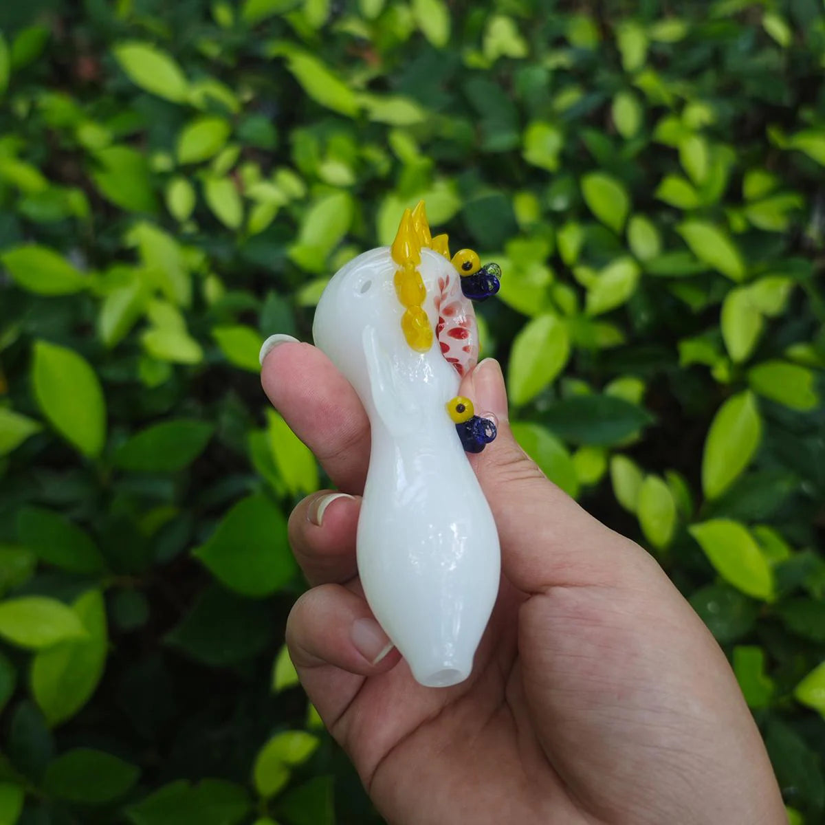 Girly Glass Pipe - White Flower